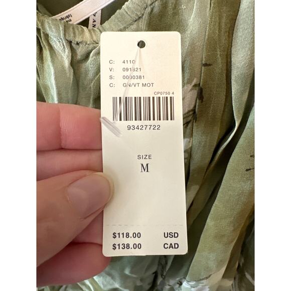 Anthropologie NWT Green Motif Halter Tank Top Size M Backless Flowy Blouse - Picture 8 of 12